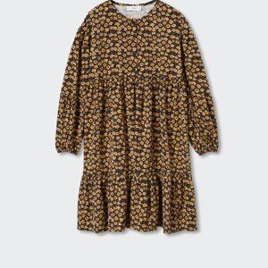 Mango MNG yellow floral print dress Girls Sz 7